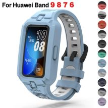 Custodia in silicone + cinturino per Huawei Band 9 8 7 6 Smart Watch Bracciale di ricambio Sport Cinturini paraurti traspiranti per Huawei Band9