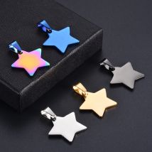 5 stücke 24x25mm Militär Armee Edelstahl Stern Tag Charms 5 Farben Blank Hund ID Tags anhänger Halskette Schmuck Großhandel
