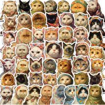 50PCS Kopftuch Katze Aufkleber Minimalistischen Graffiti Wohnzimmer Café PVC Kreative Laptop Gepäck Mit Café Kreative Dekorative