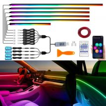 Kolorowe światła LED RGB do wnętrza samochodu, akrylowe oświetlenie ambientowe, neonowe podświetlenie deski rozdzielczej, synchronizacja z muzyką przez USB.