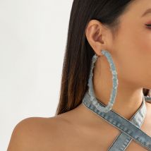 IngeSight.Z Punk Denim Große Kreis Creolen Für Frauen Rock Übergroße Geometrische Dicke Runde Ohrringe Partei Schmuck Geschenk