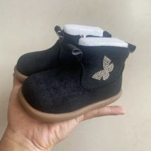 Kinder Winter Herbst Schnee Stiefel Warme Strass Bogen Nette Kinder Wildleder Schuhe für Mädchen Mode Schuh Gummi Sohle Größe 1-6 jahre