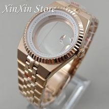 Roségold 40mm 904L Edelstahl Saphirglas Uhrengehäuse für NH34 NH35 NH36 NH38 NH70 NH72 4R35 Uhrwerk für 28,5mm Zifferblatt