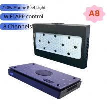 A8se A8PRO II BLUE 240W Marine LED Reef Aquarium Light 8 Channels Dimmer Timer Programmable Full Spectrum Coral Reef Light
