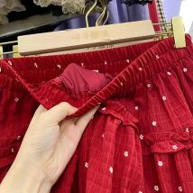 Weihnachten Rot Jk Mini Rock Frauen Süße Spitze Patchwork Falten Rock Harajuku Y2K Tiered Hohe Taille Adrette Rock