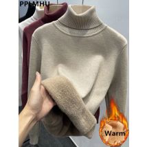 Maglione dolcevita in velluto addensato da donna moda coreana foderato caldo pullover lavorato a maglia suéter top sottile maglia invernale maglione di maglieria