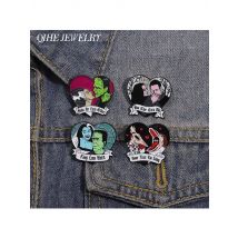 Horror Movies Characters Brooch Enamel Pin Custom Lovers Ghost Bride Heart Brooch Lapel Badge Punk Jewelry Gift For Loves Friend