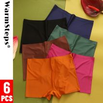 WarmSteos 6 Teile/satz Damen Boxer Höschen Solide Eis Seide Sicherheit Shorts für Frau Dessous Intime Low Rise Weibliche Unterwäsche XS