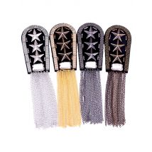 1Pcs Vintage Five Star Tassel Chain Shoulder Board Badges Beads Fabric Metal Epaulet Epaulette Military Pin On Brooch Medal