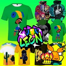 Leon 3 bis 14 Jahre Jungen Star-Player Kinder T-Shirt Anime Figuren Supercell Brawlers-Spiel Jungen Mädchen Cartoon Tops Teen Kleidung