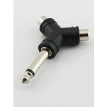 1pc Audio Splitter 1 Mono 6.35mm 1/4" Male Plug To 2 RCA Female Jack Y AV Adapter Connector