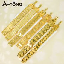 Luxury Dubai 24k Gold Geometric Bracelet Arabic Muslim Bridal Fashion Wrap Bracelets Ethiopia Women Wedding Party Jewelry