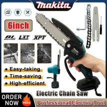 Makita 6-Zoll-Kettensäge, elektrische Säge, tragbare tragbare Holzzäge, Kettensäge, Garten, Beschneiden, Holz, Elektrowerkzeug für 18 V-Akku
