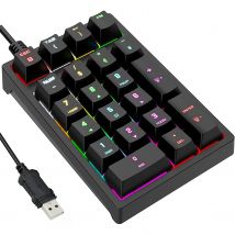 Tastierino numerico meccanico tastiera numerica cablata USB con retroilluminazione a LED RGB tastiera numerica meccanica a 21 tasti per Desktop portatile