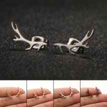 Shuangshuo Vintage Mode Hirschgeweih Ohrringe Edelstahl Elch Ohrstecker Weihnachten Ohrringe Weihnachten Schmuck Geschenk Ohrzubehör