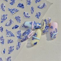 5D Hochwertige Bronzing Nail Art Aufkleber Retro Exquisite geprägte blaue und weiße Porzellan Drachen Nagel Dekoration Aufkleber