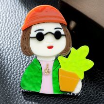 Niedliche Cartoon Hände halten Pflanzen Charakter Brosche, Hut Rucksack Jacke Hemd Kleidung Accessoires, Hip Hop-Stil, das ganze Jahr über.