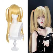 Anime Death Note MisaMisa Cosplay Perücke Misa Amane Lange Blonde Doppel Schwänze Hitzebeständige Haar Halloween Party Perücken + Perücke Kappe