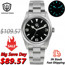 Watchdives WD1016 V3 Uhr VH31 Quarzwerk 100 m wasserdichtes Edelstahl-Slim-Gehäuse BGW9 leuchtende 37 mm Vintage-Uhren