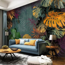 Benutzerdefinierte Tapete Tropische Pflanze Blätter Wandbild für Schlafzimmer Wohnzimmer Hintergrund Wand Blume Südostasiatischen Stil Home Deco
