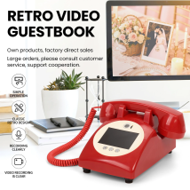 Retro style wedding party video guest book phone retro phone booth  message recording MP4 video audio message book phone