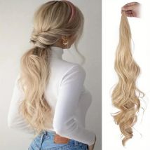 30Inch Syntheitc Long Wavy Curly Ponytail Hair Extension Flexible Wrap Around Black Blonde Hairpiece for Women