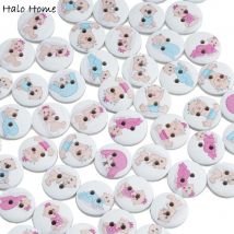 50pcs Painted Baby Theme Round Wooden Buttons Sewing Scrapbook Clothing Gifts Crafts Handwork Accessories Jacket Blazer 15mm