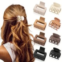 8PCS edium Claw Hair Clips for Women Matte 2" Rectangle & 1.6" Double Row Teeth Small Hair Claw Clips for Thin/Medium Fine Hair