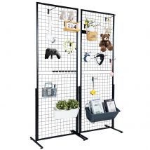 SucceBuy Grid Wall Panels Tower Wire Gridwall Display Racks Double Side Gridwall Panels for Art Craft Shows Retail Shop w/ Hooks
