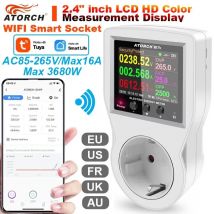AC85-265V 16A Tuya WIFI inteligentne gniazdo cyfrowy watomierz zużycie energii elektrycznej moc Kwh z przełącznikiem licznik energii