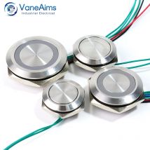 Ultrakurzer LED-Lichtschalter, 16/19/22/25/30 mm, 12 V, 24 V, 220 V, kurzzeitiger, selbstrückstellender, wasserdichter Metall-Drucktastenschalter mit Draht