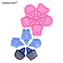 Glänzende Spiegel Cartoon Tier Eis Form Silikon form DIY Epoxidharz Schmuck Ohrringe Halskette Zubehör Tropf formen