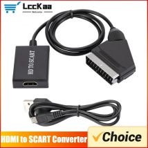 LccKaa 1080P HDMI compatibile con SCART Video Audio Convertitore di lusso Adattatore per TV HD DVD per Sky Box STB Plug and Play Cavo DC