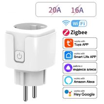 Tuya wifi/Zigbee Steckdose EU Stecker 16/20A Smart Power Monitor Fernbedienung Smart Leben APP Stimme mit Alexa Google Hause Alice
