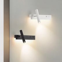 Lampade da parete a LED con interruttore USB girevole regolabile faretto da lettura camera da letto comodino foyer corridoio lampada da parete per interni