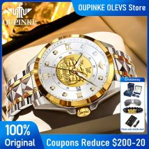 OUPINKE 3302 Herrenuhr Luxus Hochwertige Gold Mechanische Uhr Wolframstahl 50 Mt Wasserdichte Uhren Für Mann Geschenke Glück Uhr