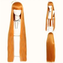 Lange orangefarbene Anime-Cosplay-Perücke im Futaba-Sakura-Stil, hitzebeständig, glattes Kunsthaar, Comic-Ausstellung und Halloween-Karneval