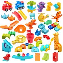 Marble Race Run Big Building Blocks Crazy Rolling Ball Compatible Slide Dinosaur Tunnel Animal Bricks Parts Accessory Kids Toys