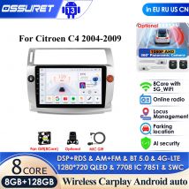 Radio de coche Android 12 2G + 32G para Citroen C4 c-triomphe c-quatre 2004-2009 reproductor de dvd