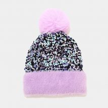Neue winter warme Dame 7 Farben gestrickte Mütze Mode Damen Glitzer Plüsch weiche Mützen Kappe abnehmbare Pelz Pom Poms feste Woll mütze