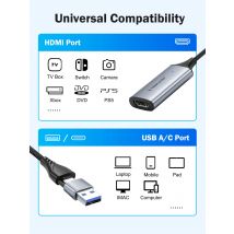 Lemorele Video Capture Card USB3.0 HDMI-compatible to USB/Type-c Game Grabber Record Ms2130 for Switch Xbox PS4/5 Live Broadcas