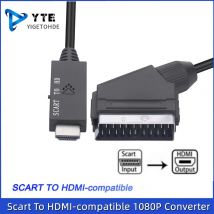HD 1080p SCART to HDMI-Compatible Converter Cable Scart to HDMI-Compatible Input Output Audio Video Cable Adapter for HDTV/DVD