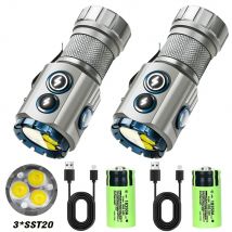 USB wiederaufladbare RGB-LED-Taschenlampe, 2000 lm, leistungsstarke taktische Mini-EDC-Laterne mit 18350-Akku, Outdoor-Camping-Angel-Taschenlampe