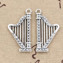 4pcs Charms Harp Musical 40x21mm Antique Pendant fit,Vintage Tibetan Bronze Silver color,DIY Handmade Jewelry