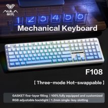 AULA F108 Wired Bluetooth 2.4Gwireless connessione a tre modalità struttura guarnizione tastiera meccanica effetto di illuminazione RGB