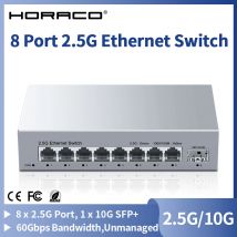 8 Port 2.5GbE Ethernet Switch Unmanaged 2.5Gbps Network Switch 1 Port 10Gb SFP+ Slot Home Lab Setup Switch Plug and Play