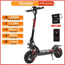 Monopattino Elettrico iScooter GX3Pro con Pneumatici Fuoristrada da 11 Pollici, Batteria 17.5Ah, Motore Posteriore da 1200W, Velocità Massima 50km/h, Autonomia 50-60km, Pieghevole