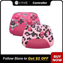 Controller wireless rosa IINE con dock di ricarica per PC/laptop/switch/steam/iPad, supporto NFC Amiibo Auto-Fire Macro