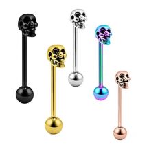 1pc Skull Tongue Rings for Men Gothic Punk Gold Color Screw Studs Ghost Head Halloween Piercing Body Jewelry Women Accessories