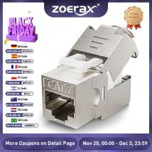ZoeRax RJ45 CAT8 CAT7 CAT6A Keystone Jack Rete schermata Accoppiatore senza attrezzi Tipo da 180 gradi Accoppiatore adattatore modulo in lega di zinco